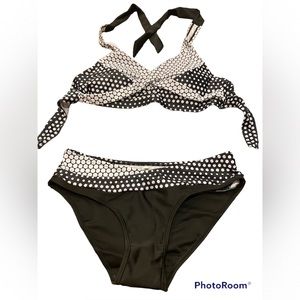 Black and White Polka Dot Halter top Bikini